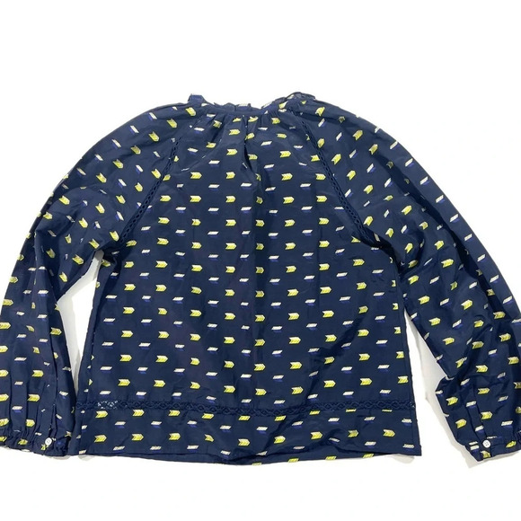 Point Sur J Crew Metallic Clip Dot Blouse Ruffle Neck - Picture 2 of 7